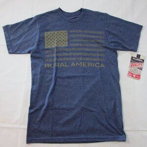 Rural Cloth Men's Short Sleeve Wheat Flag Graphic T-Shirt - Navy